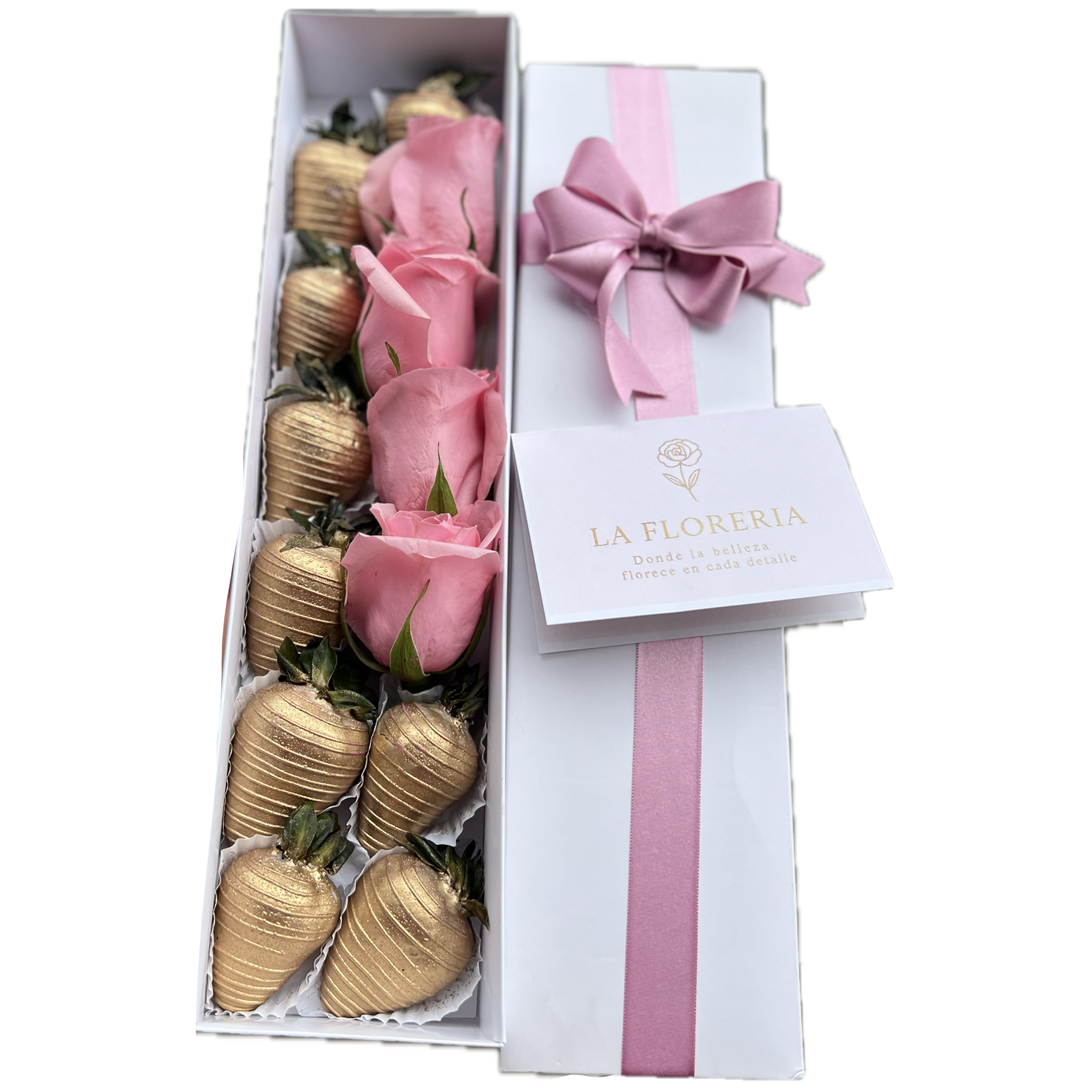 Caja de Rosas y Fresas Doradas 🍓✨