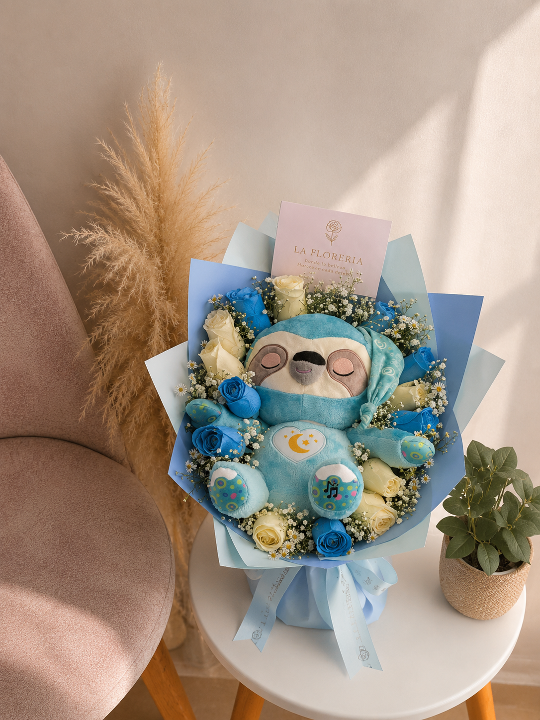 💙 Ramo Osito & Rosas Azules 💙
