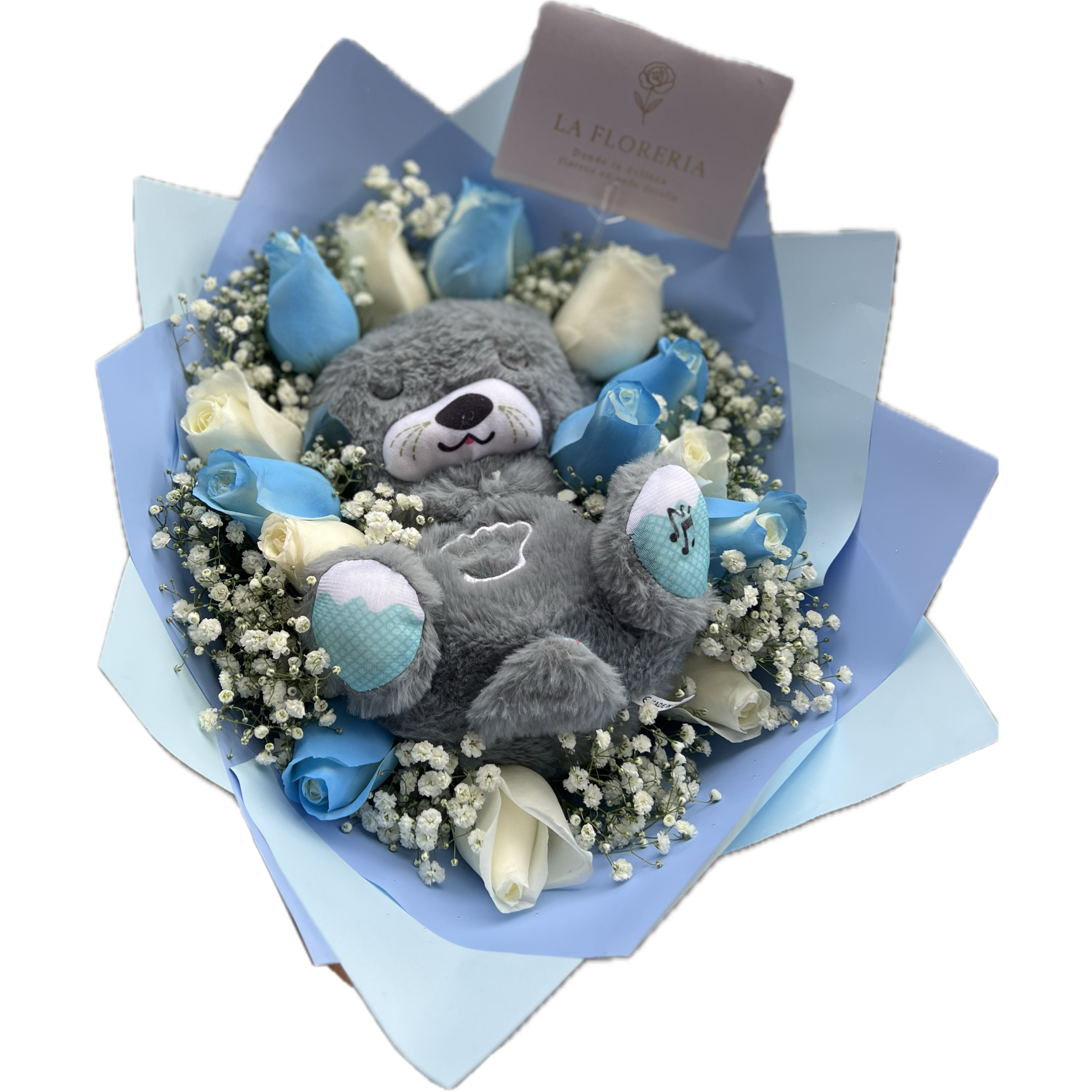 💙 Ramo Osito & Rosas Azules 💙