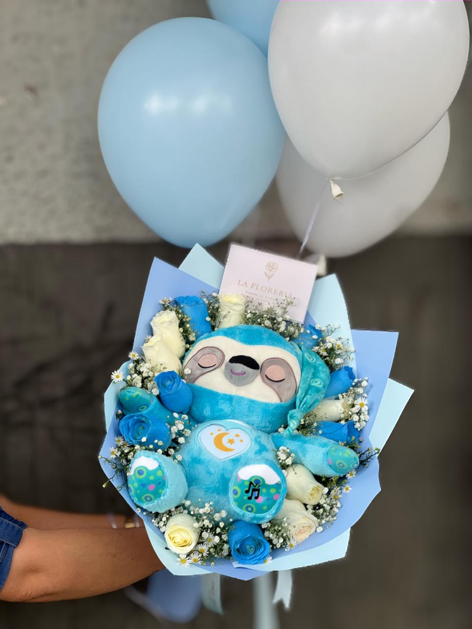 💙 Ramo Osito & Rosas Azules 💙